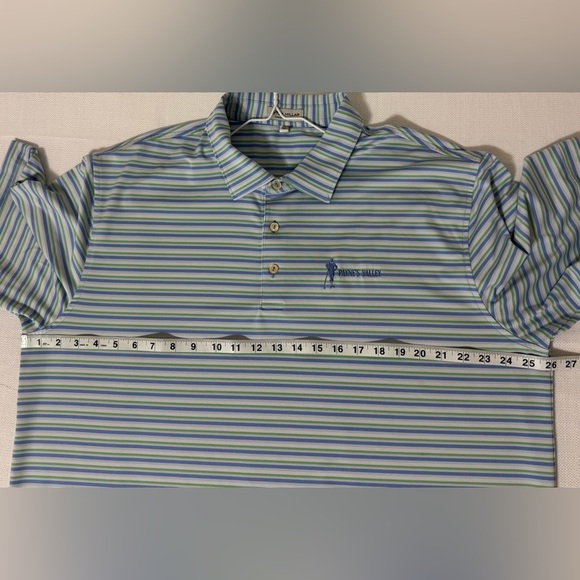 Peter Millar Summer Comfort Polo Golf Shirt Payne’s Valley Logo Striped Size XL - Picture 9 of 11
